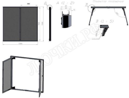 Люк под плитку Нажимной Секрет-Лайт 2 створки 750*550 Люк под плитку Нажимной Секрет-Лайт 2 створки 750*550