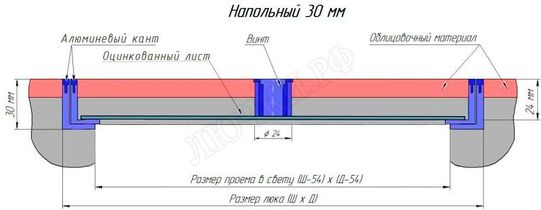 Напольный люк Тритон 30 мм Напольный люк Тритон 30 мм